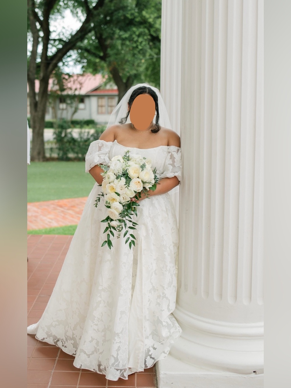 Jenny Yoo Anthropologie Holden Off-The-Shoulder Floral Lace Wedding Gown Plus Sz
